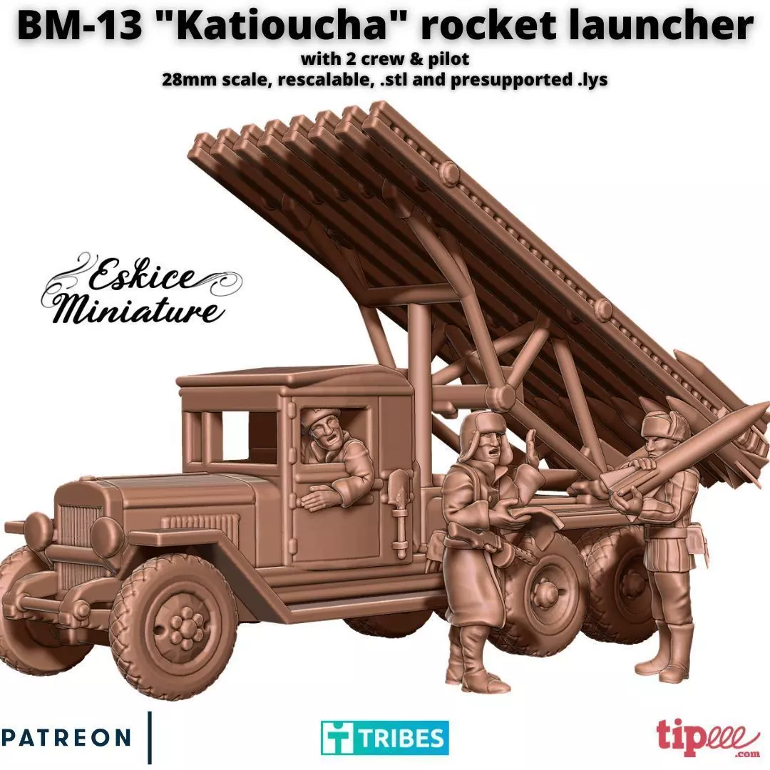 Katioucha rocket launcher BM-13 - 28mm 3D print model