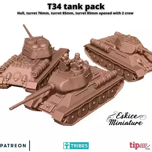 T34 tank pack 76 and 85mm - 28mm