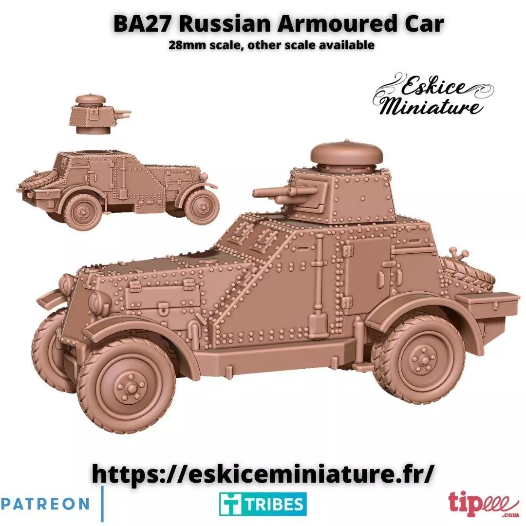 BA27 Russian armored car - 28mm 3D print model