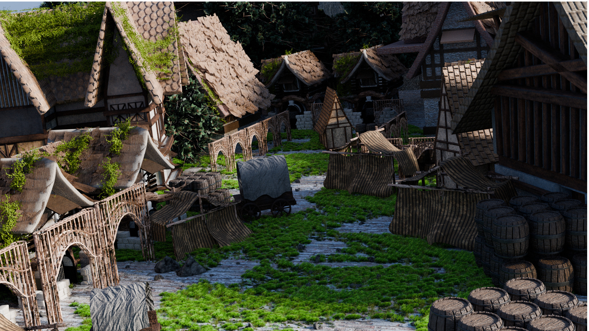 3D Mini High-Quality Fantasy Village made i  blender 3D model_1