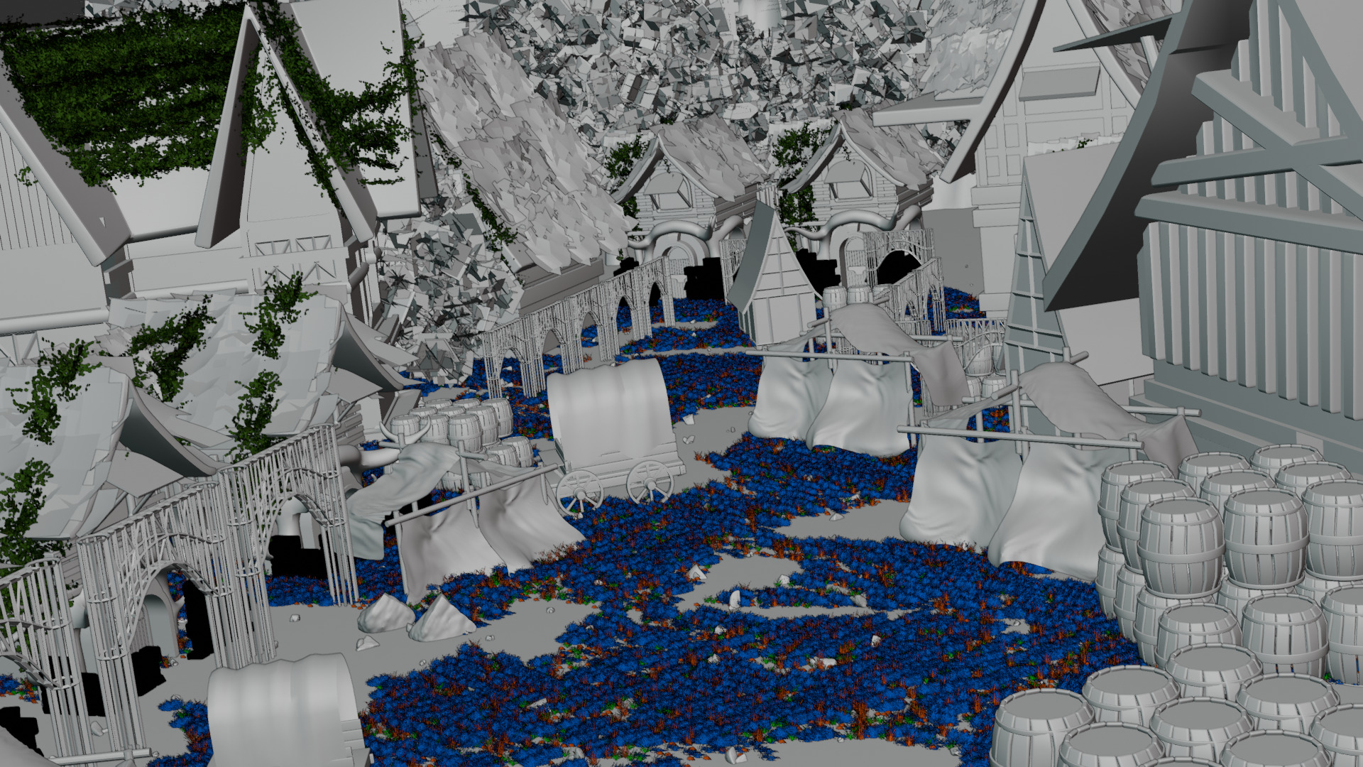 3D Mini High-Quality Fantasy Village made i  blender 3D model_3