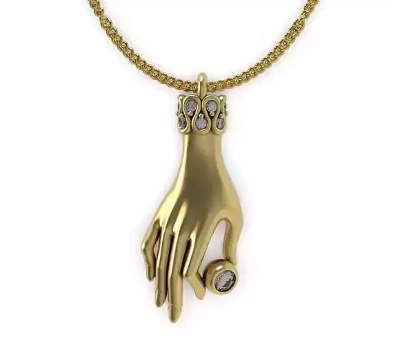 Gold Hand Pendant with Diamonds