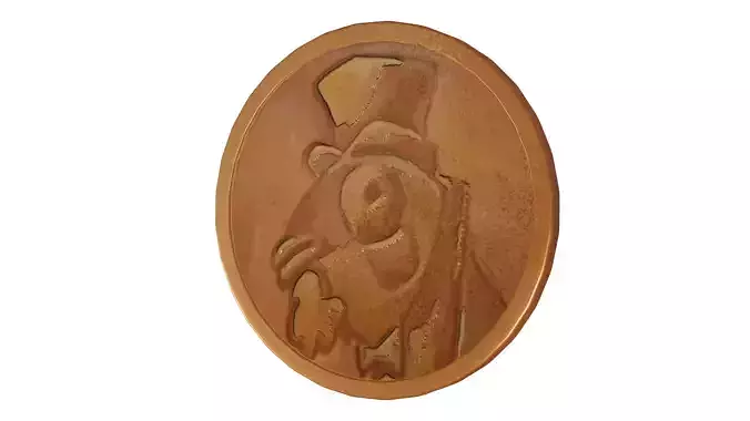 SpongeBob 1 Penny Coin Bronze Edition Low-poly 3D model