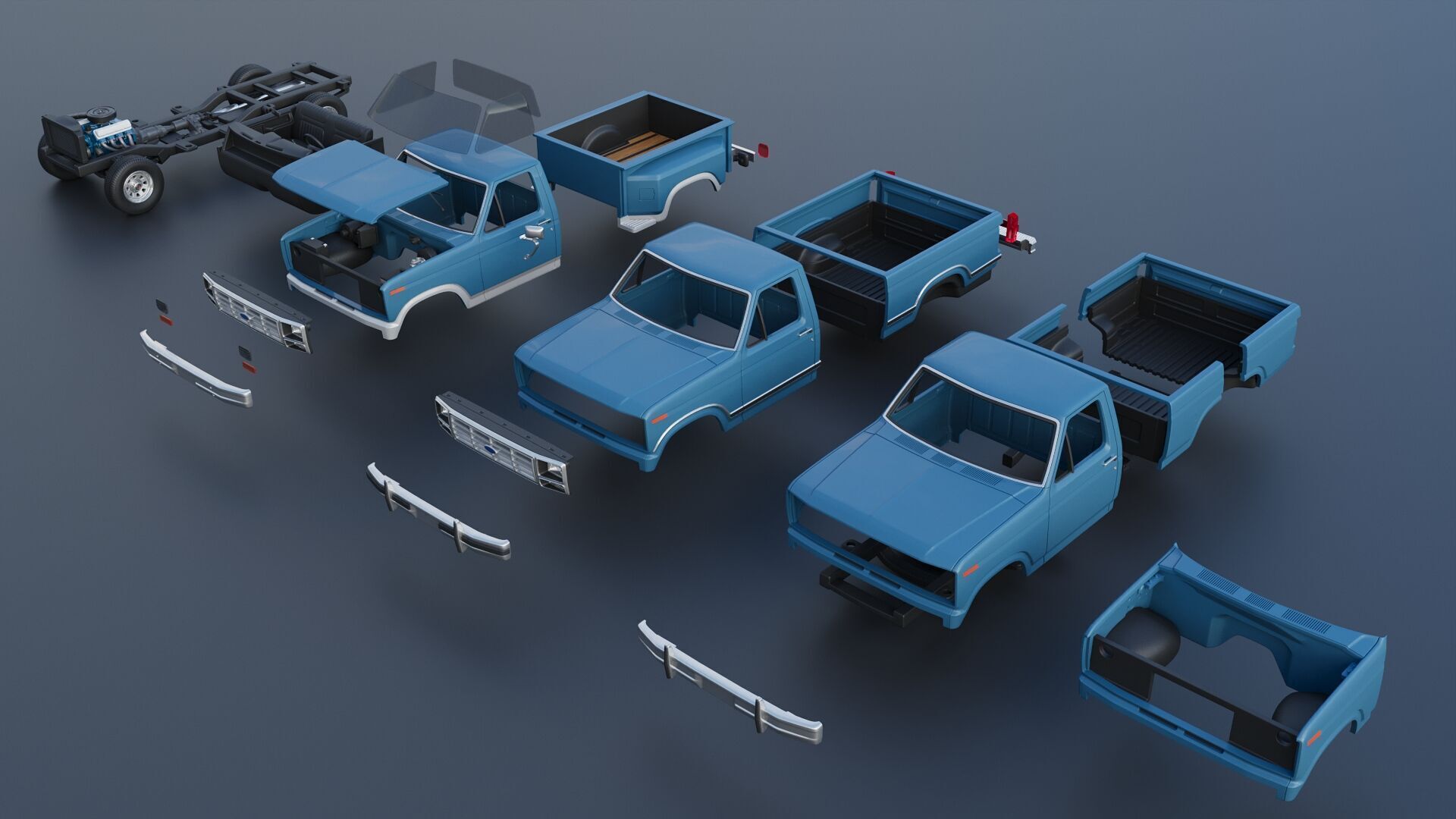 Pickup Truck F-150 Flareside 1983 3D print model_21
