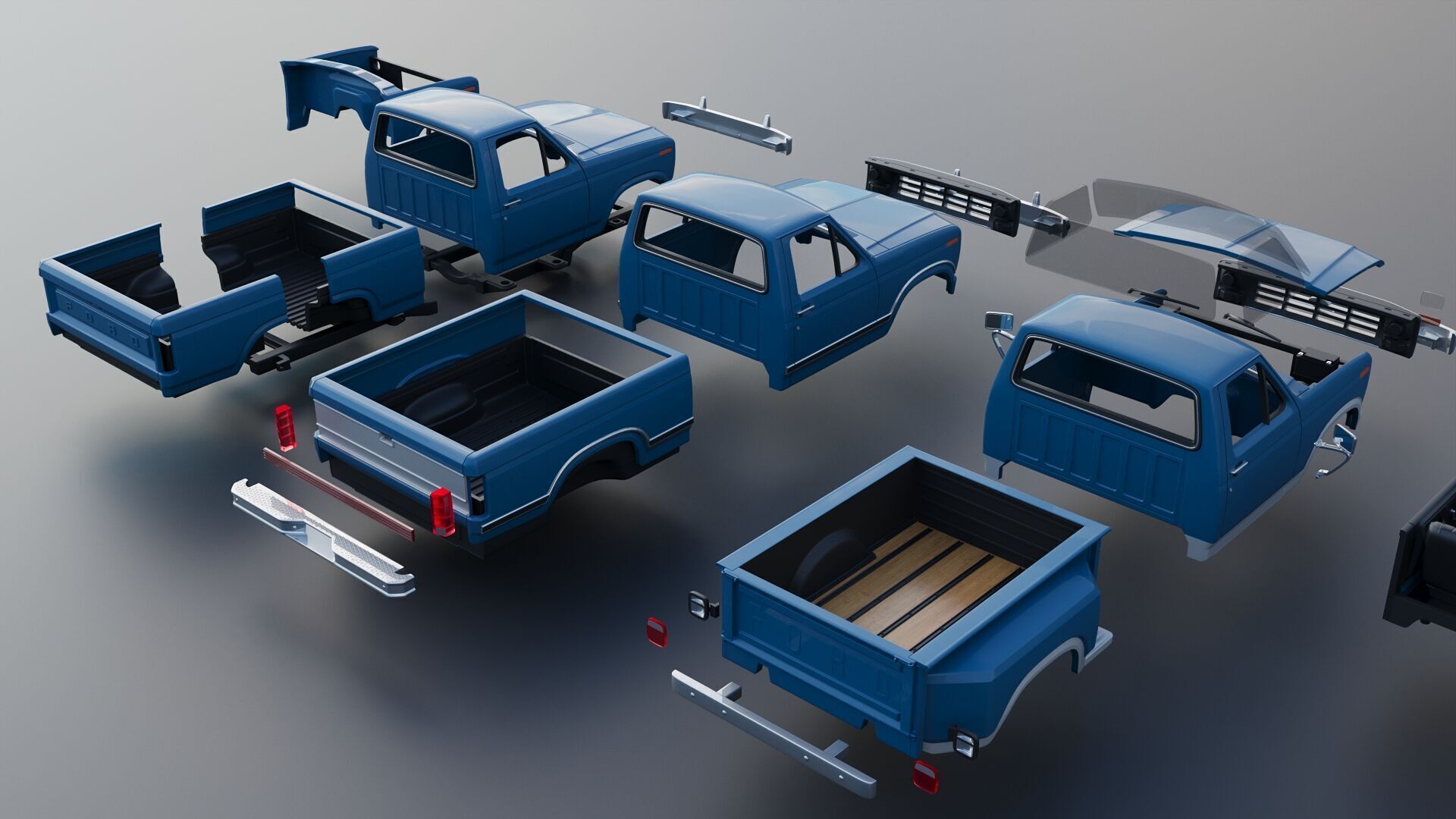 Pickup Truck F-150 Flareside 1983 3D print model_25