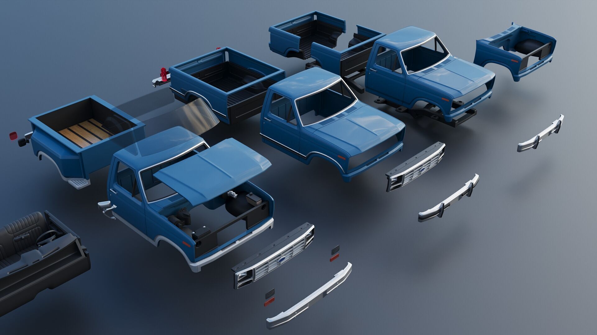 Pickup Truck F-150 Flareside 1983 3D print model_26