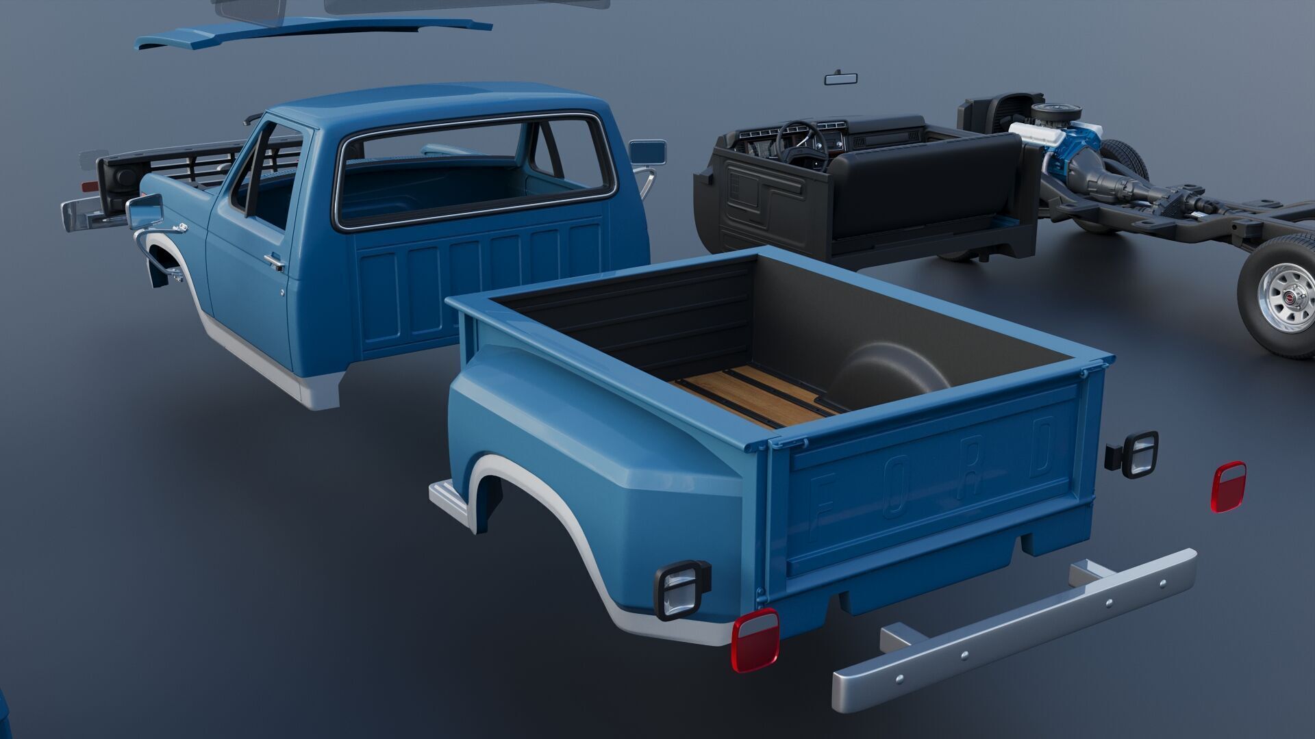 Pickup Truck F-150 Flareside 1983 3D print model_24