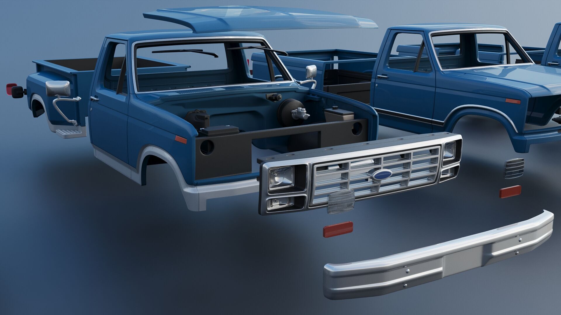 Pickup Truck F-150 Flareside 1983 3D print model_27