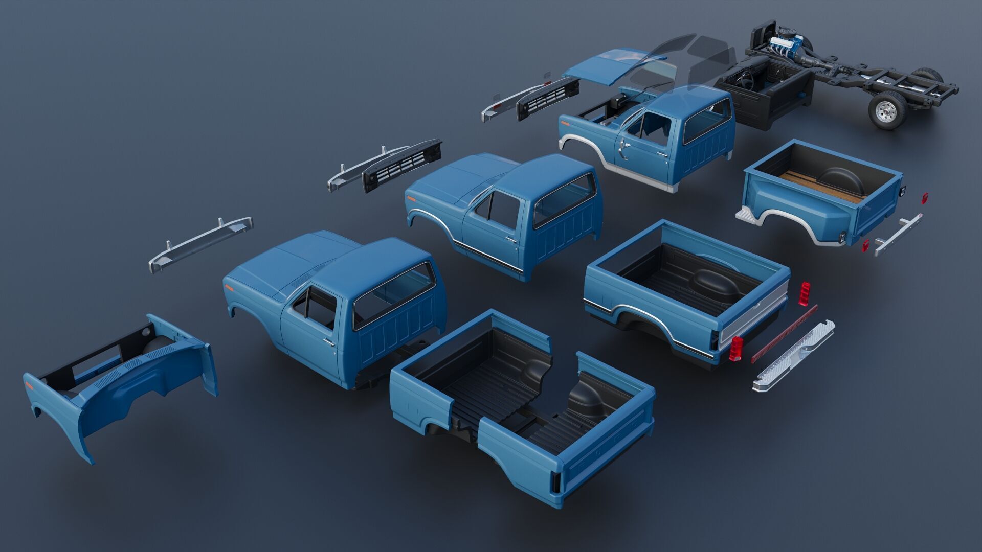 Pickup Truck F-150 Flareside 1983 3D print model_23