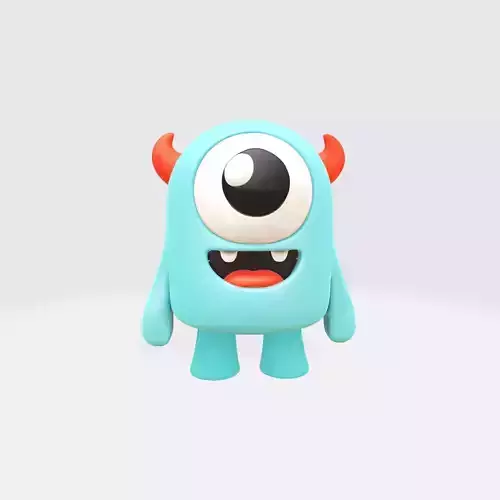 Cute One-Eyed Cartoon Monster