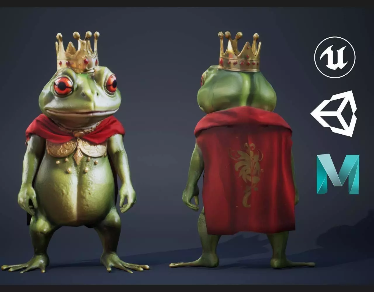 Frog King Low-poly 3D model_0