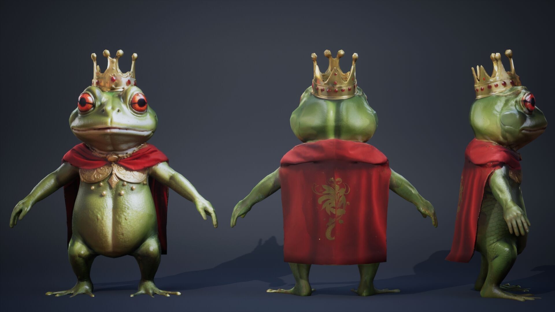 Frog King Low-poly 3D model_3