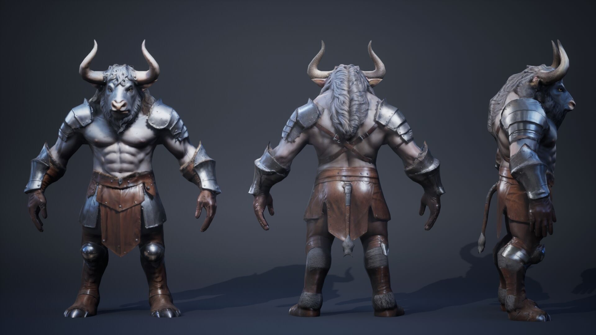 Minotaur Warrior Low-poly 3D model_3