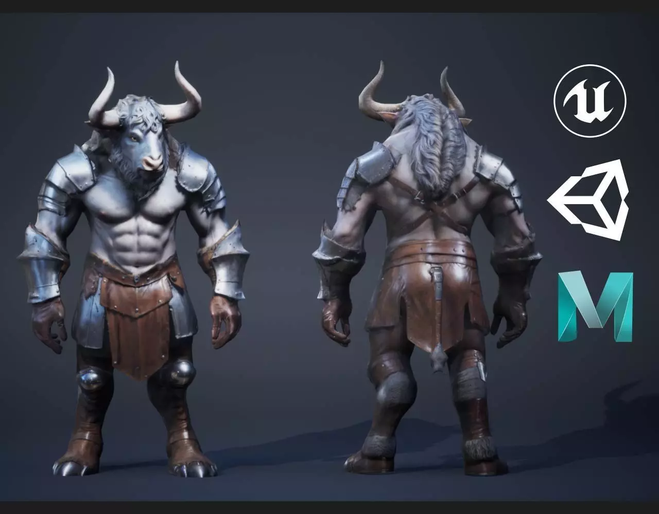 Minotaur Warrior Low-poly 3D model_0