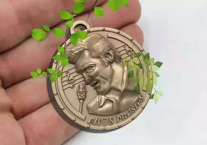 ELVIS PRESLEY COIN PENDANT 3D print model