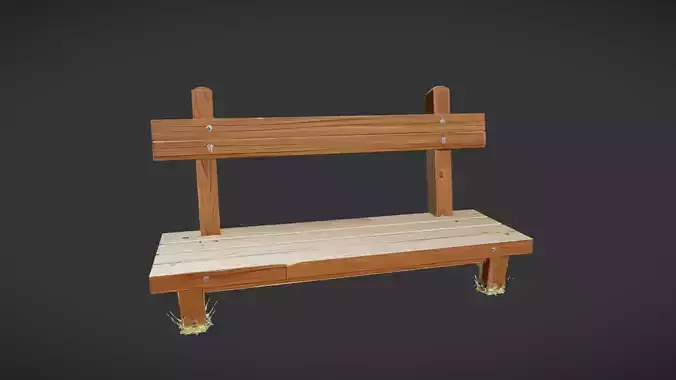 wooden bench with backrest
