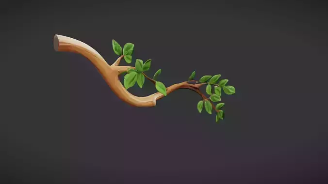 branch with green leaves 3D model
