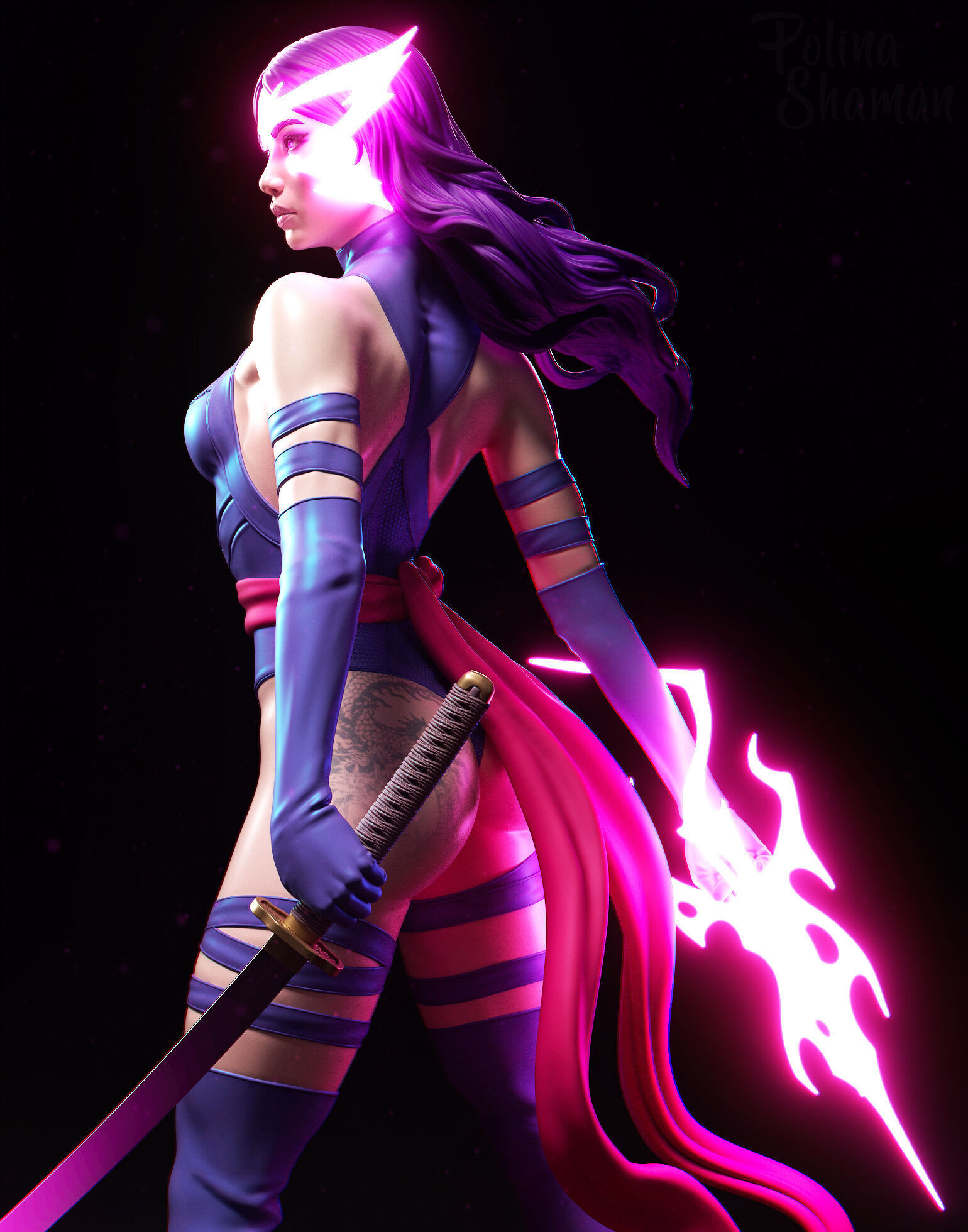 Fan PsyButterfly Psylocke - Printable stl 3D print model_1