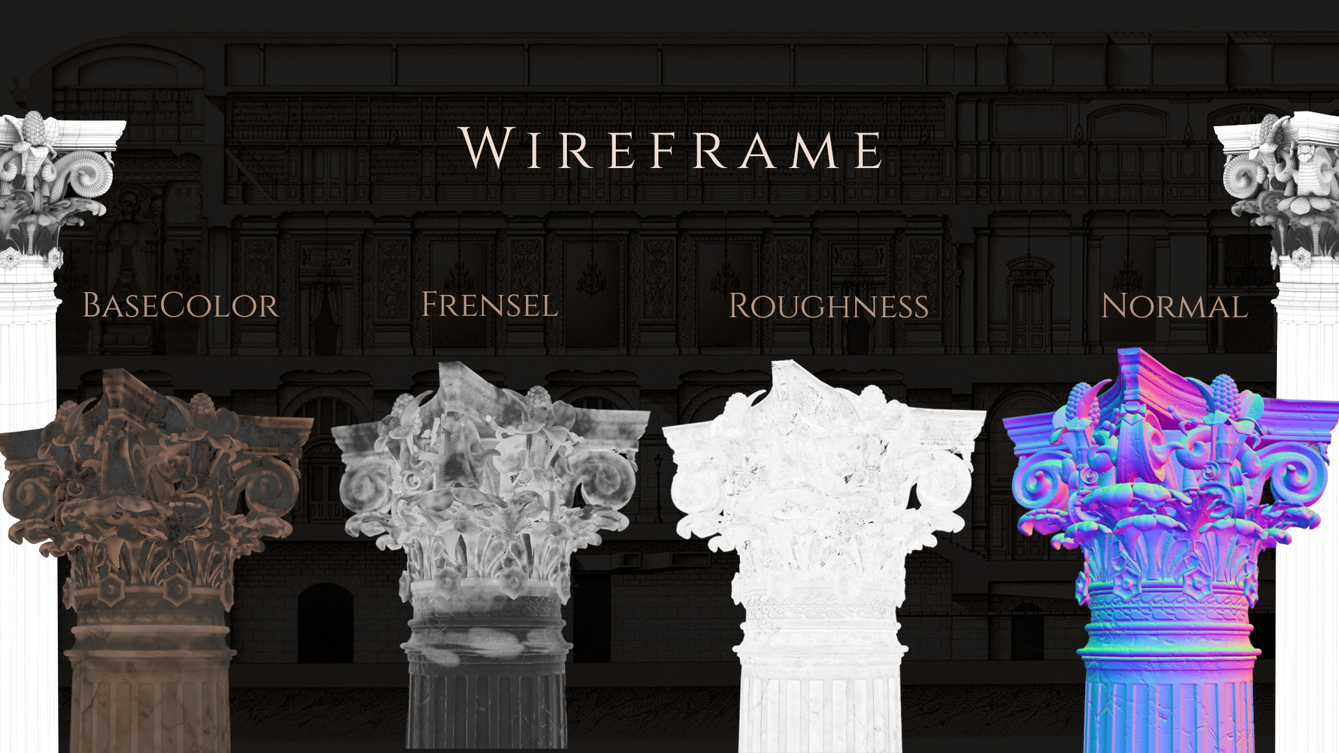 Palais Garnier Column Low-poly 3D model_3