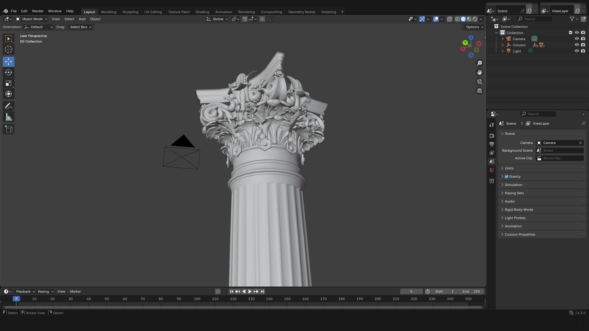 Palais Garnier Column Low-poly 3D model_8