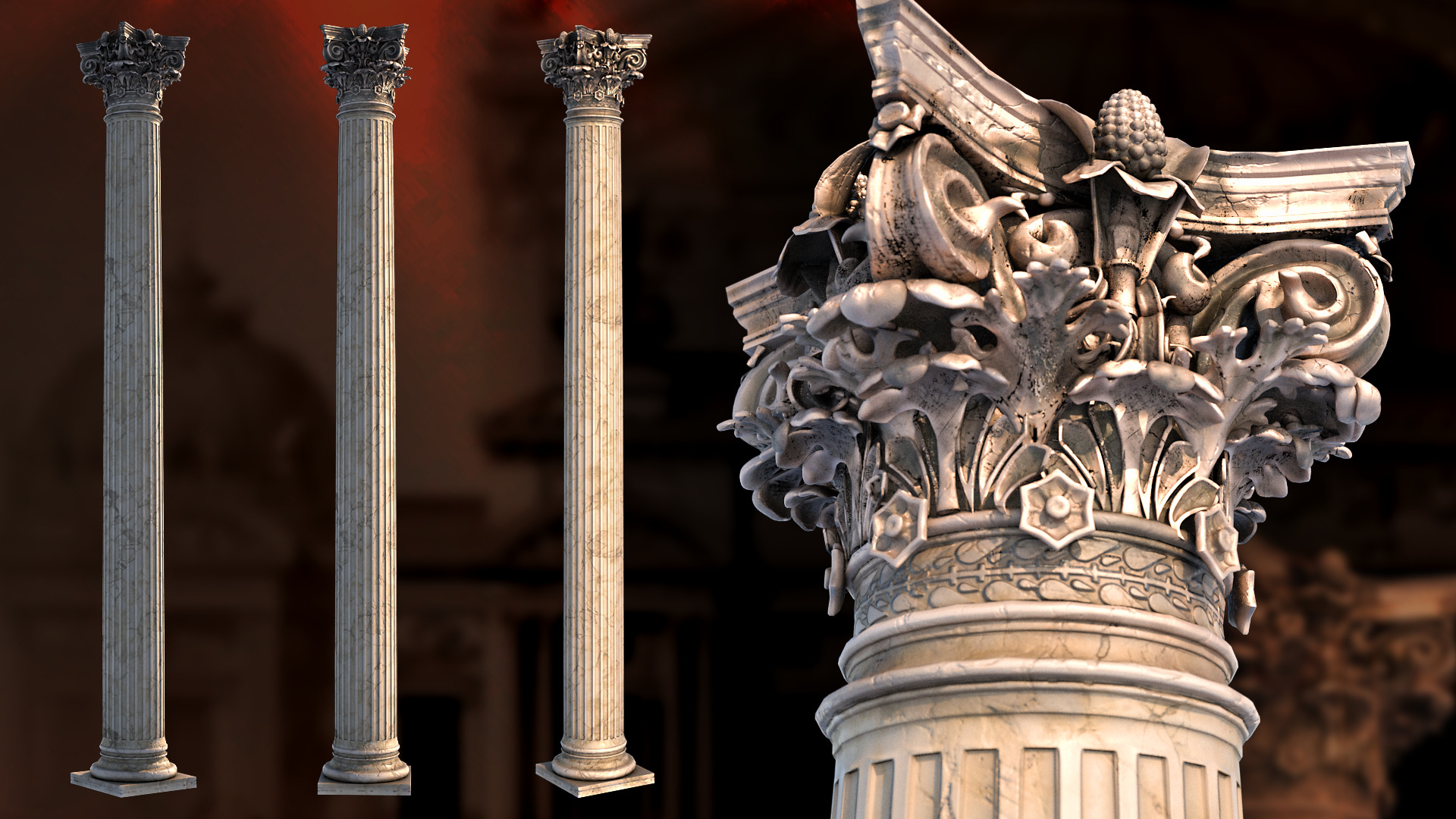 Palais Garnier Column Low-poly 3D model_1