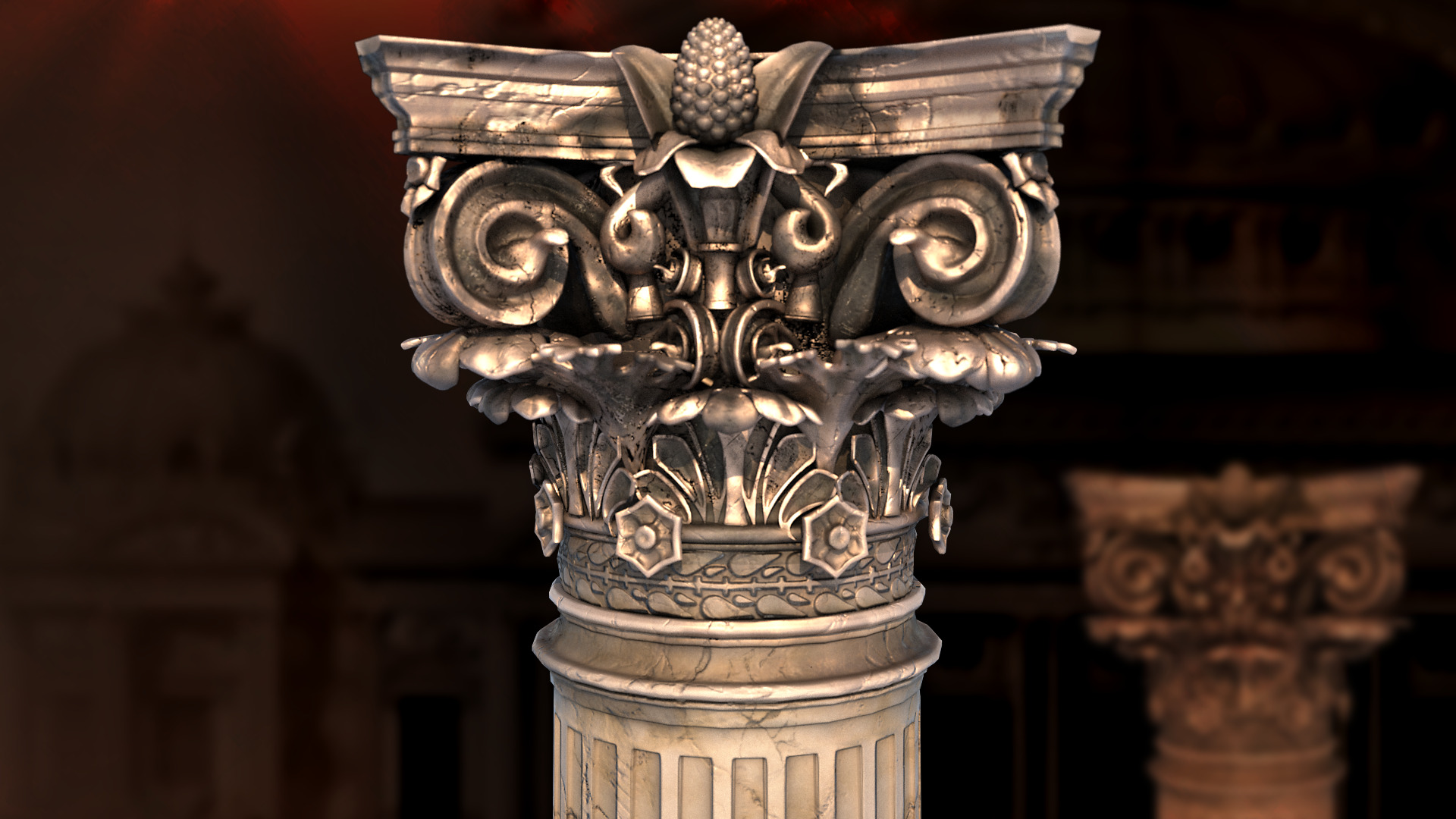 Palais Garnier Column Low-poly 3D model_6