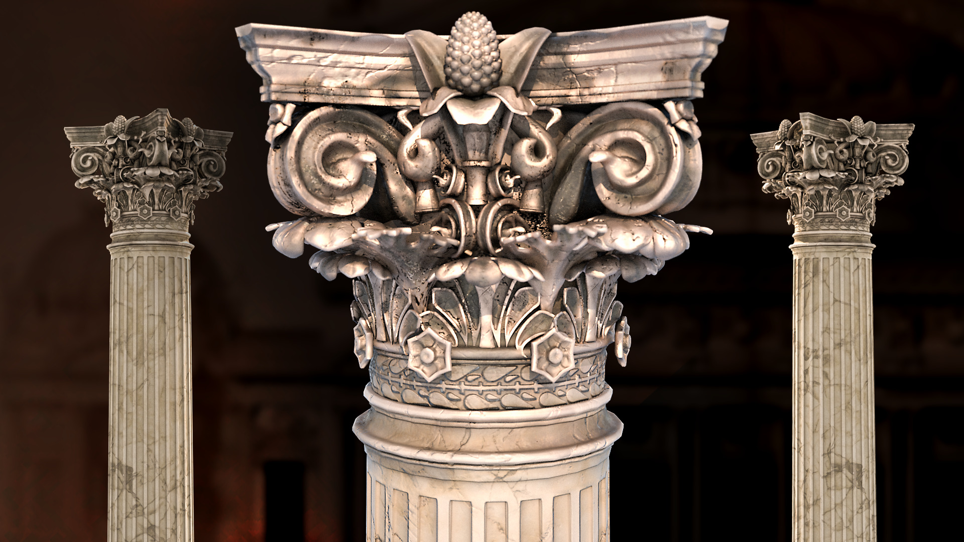 Palais Garnier Column Low-poly 3D model_4
