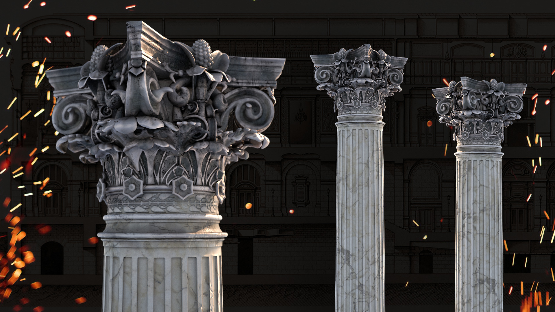 Palais Garnier Column Low-poly 3D model_2