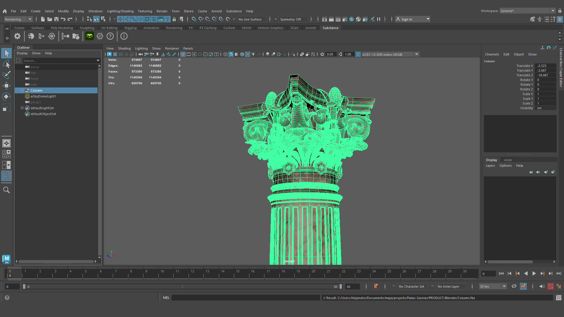 Palais Garnier Column Low-poly 3D model_7