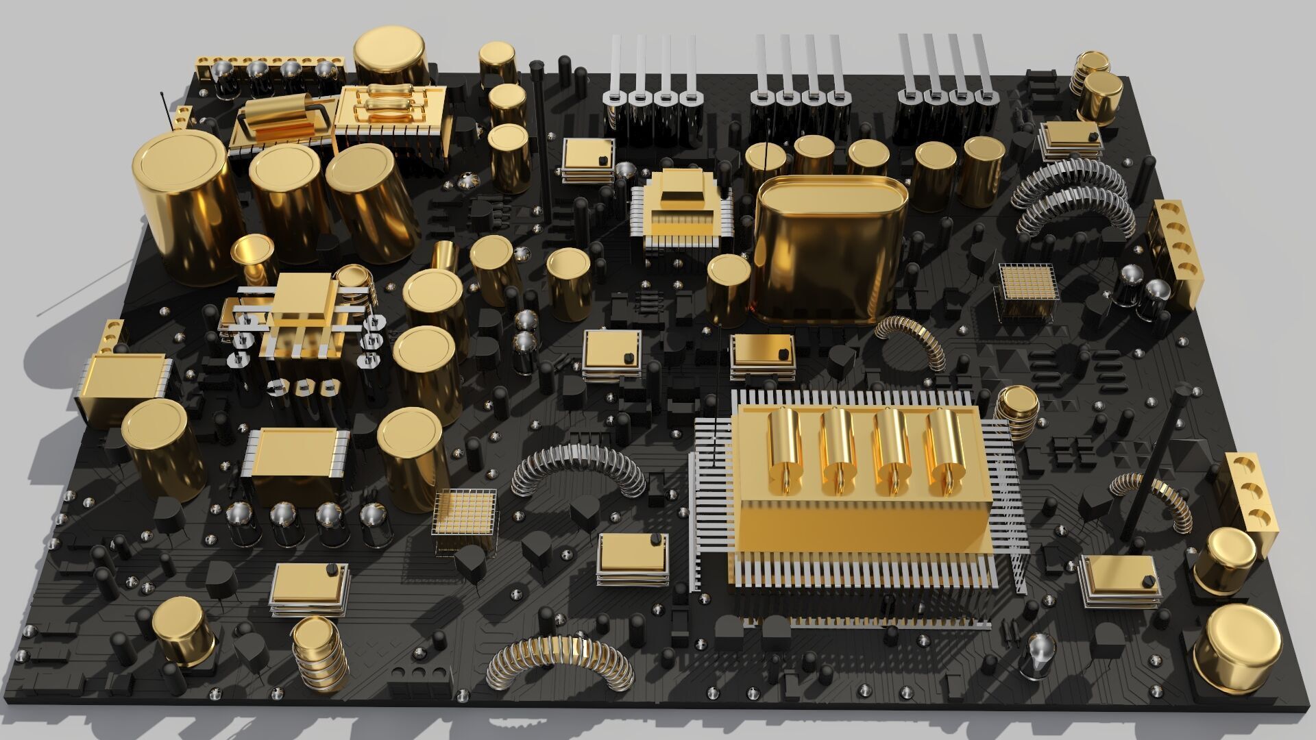 Circuit Board City Golden Black 3D model_8