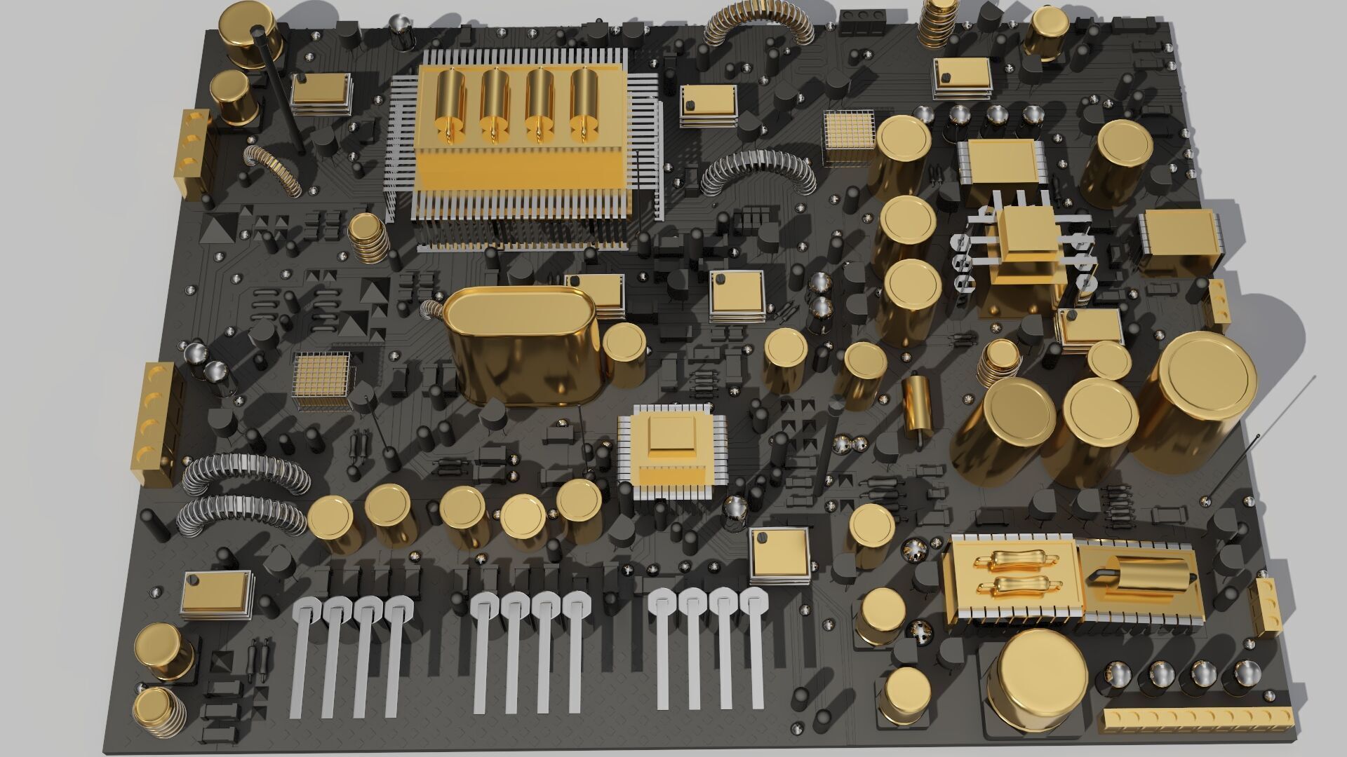 Circuit Board City Golden Black 3D model_7