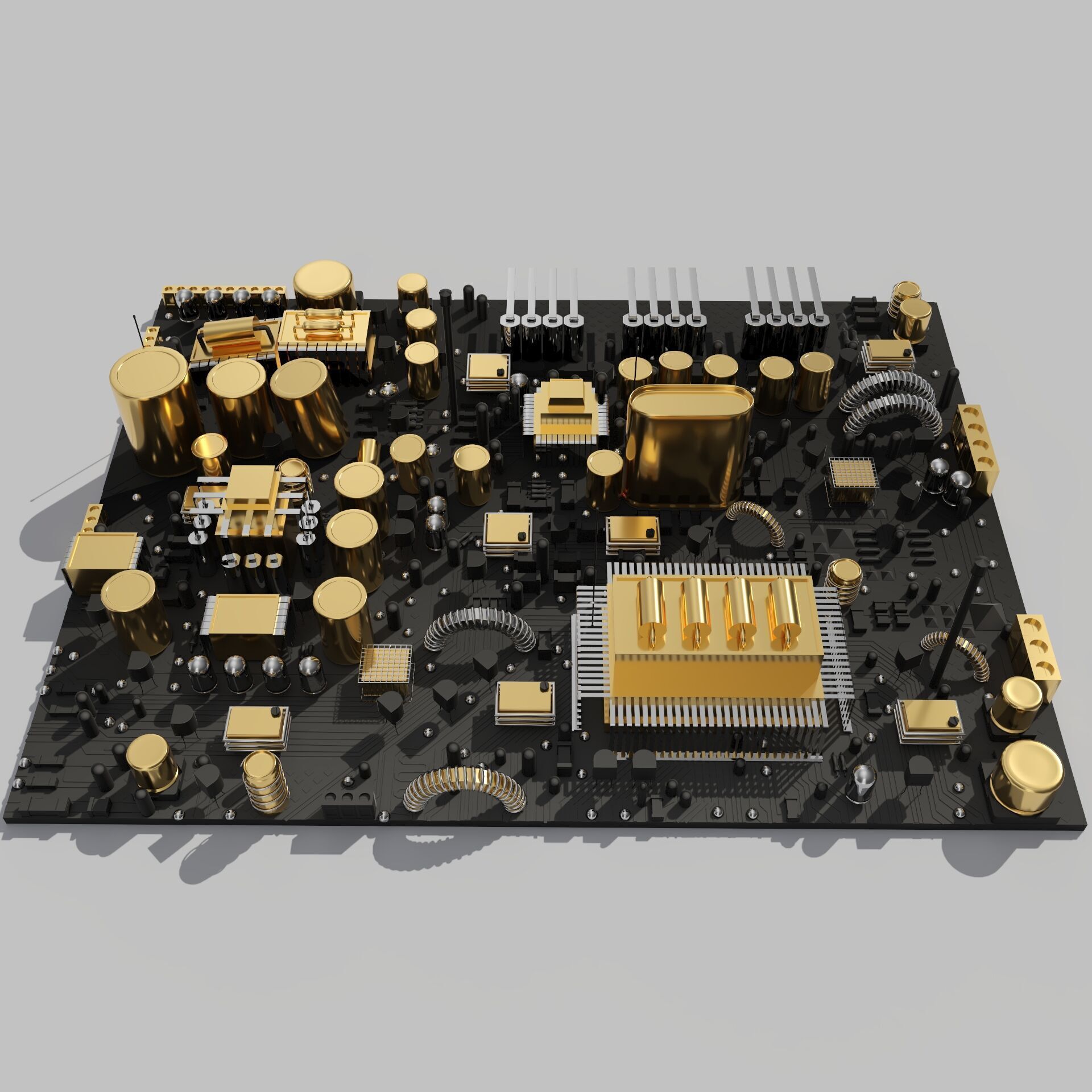 Circuit Board City Golden Black 3D model_2