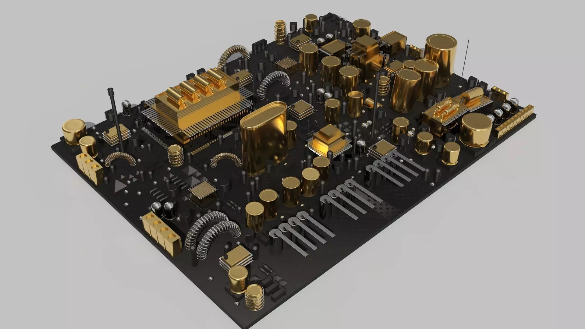 Circuit Board City Golden Black 3D model_0