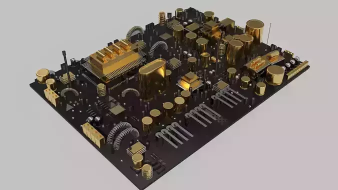 Circuit Board City Golden Black 3D model
