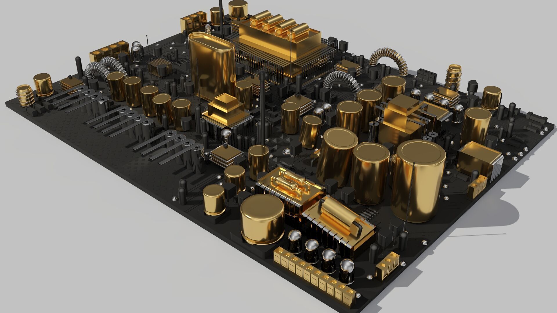 Circuit Board City Golden Black 3D model_5