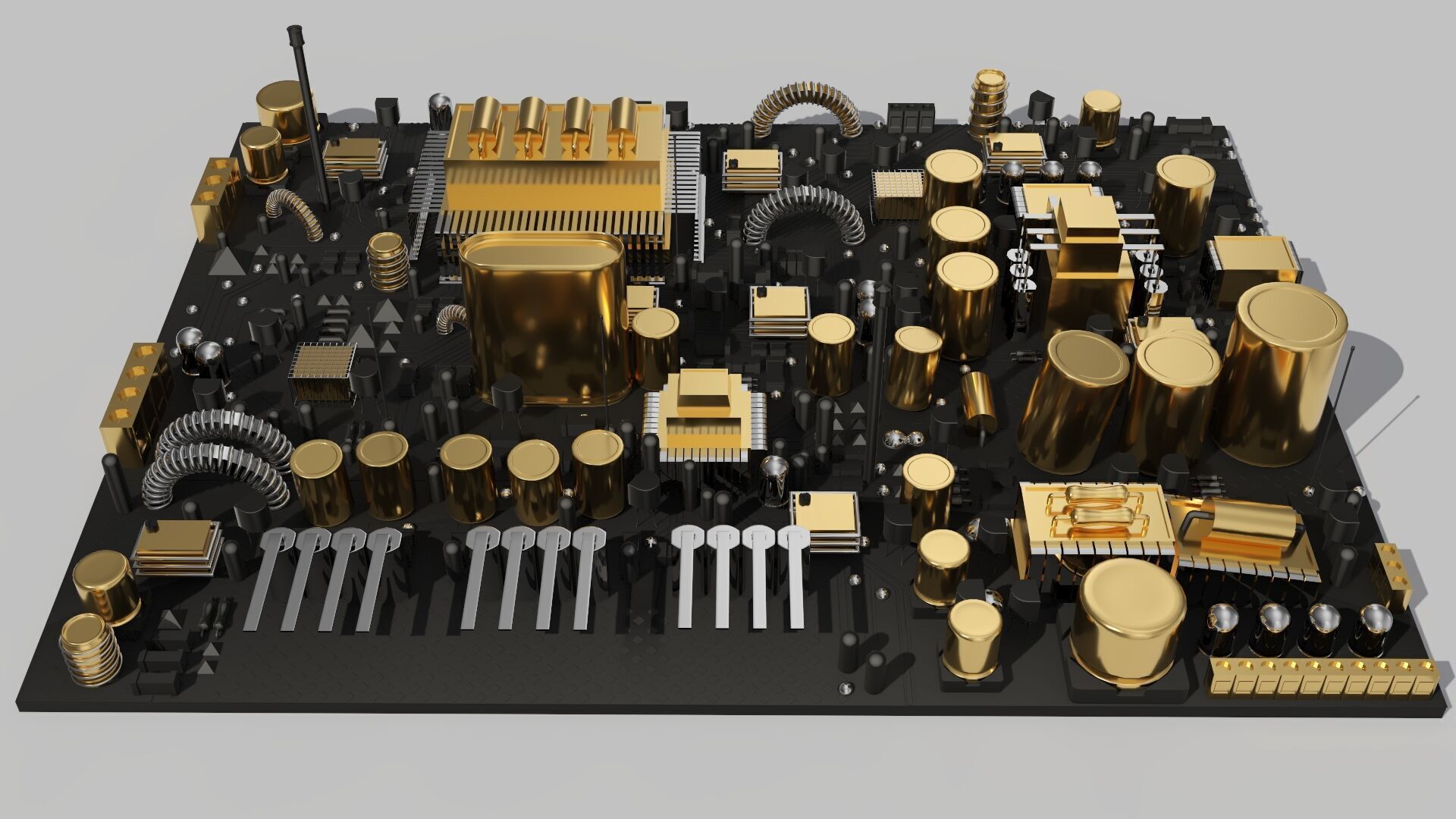 Circuit Board City Golden Black 3D model_6