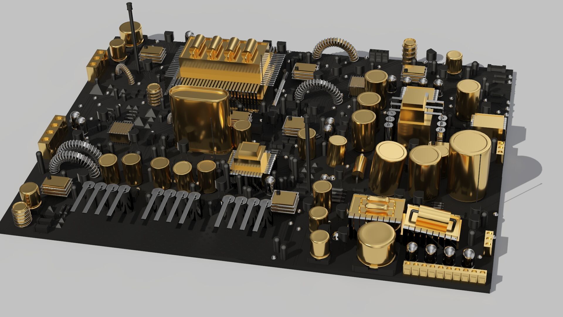 Circuit Board City Golden Black 3D model_4