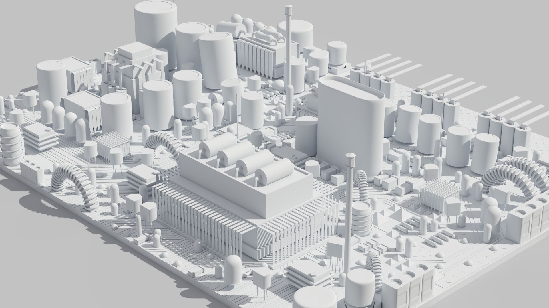  Circuit Board white 3D model_1