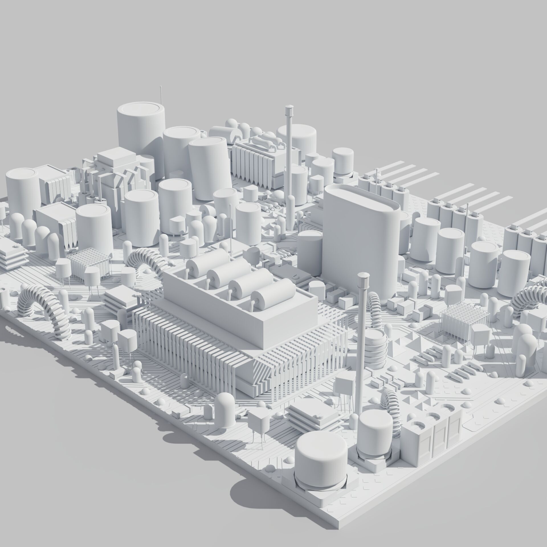 Circuit Board white 3D model_9