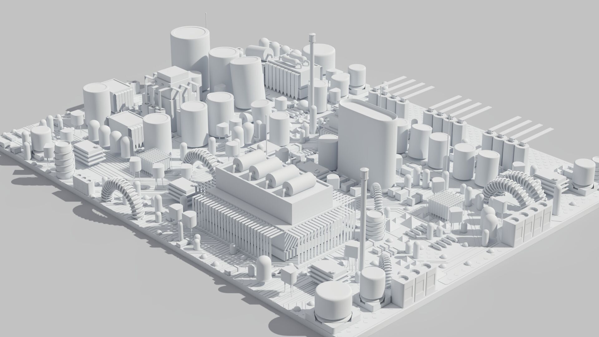  Circuit Board white 3D model_2