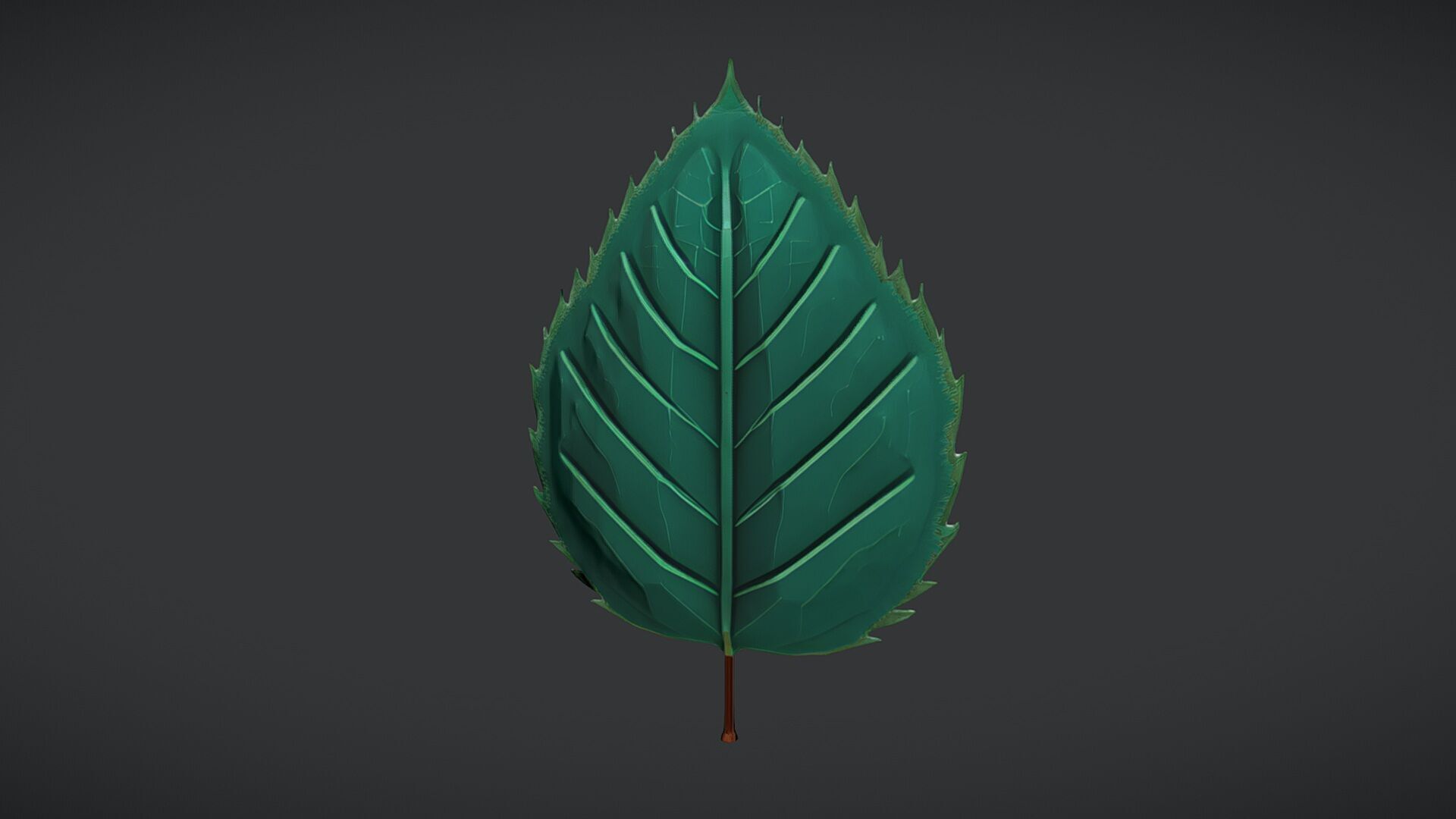 detailed green leaf illustration 3D model_4