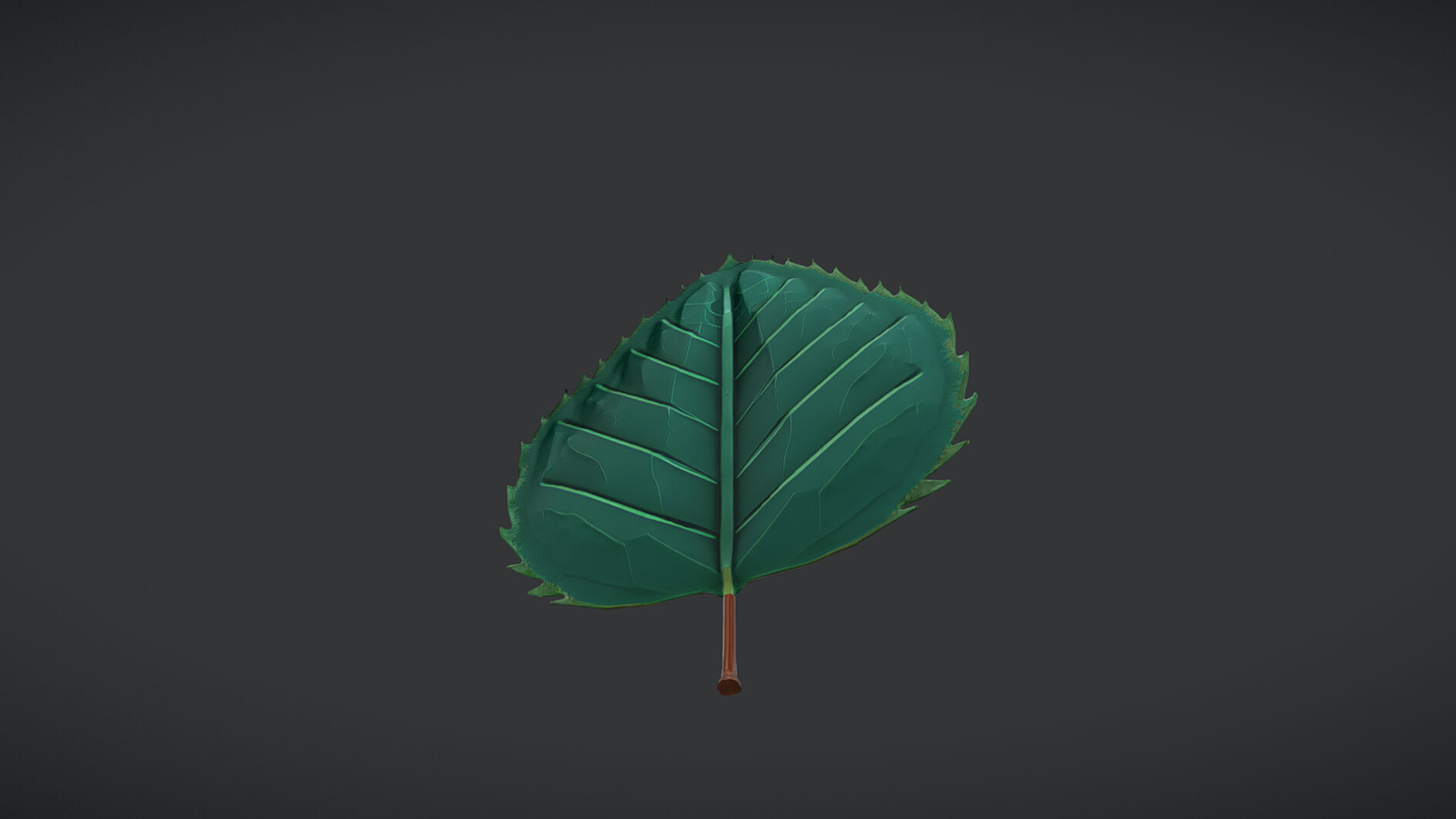 detailed green leaf illustration 3D model_2