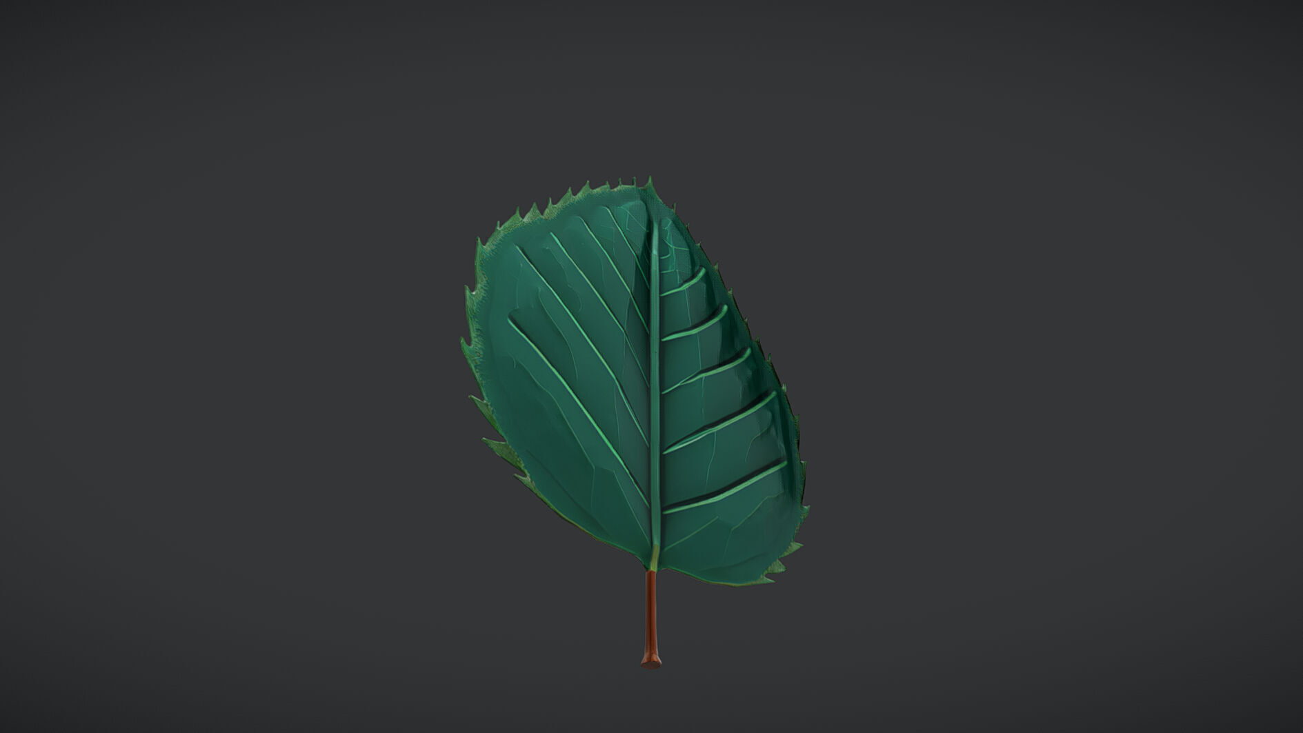 detailed green leaf illustration 3D model_3