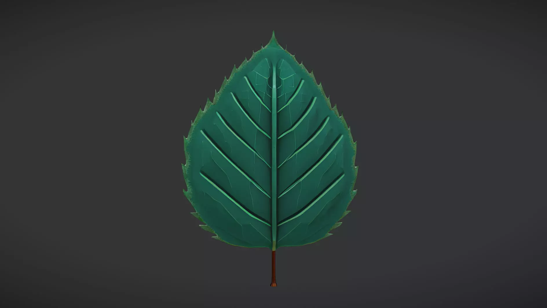 detailed green leaf illustration 3D model_0