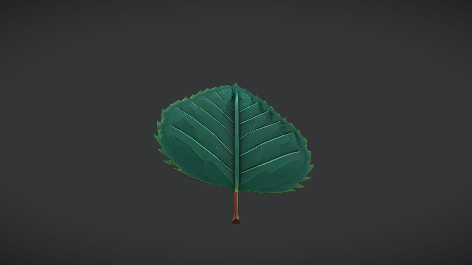 detailed green leaf illustration 3D model_1