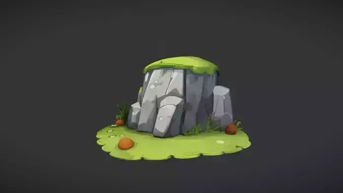 Cartoon rocky terrain with grass