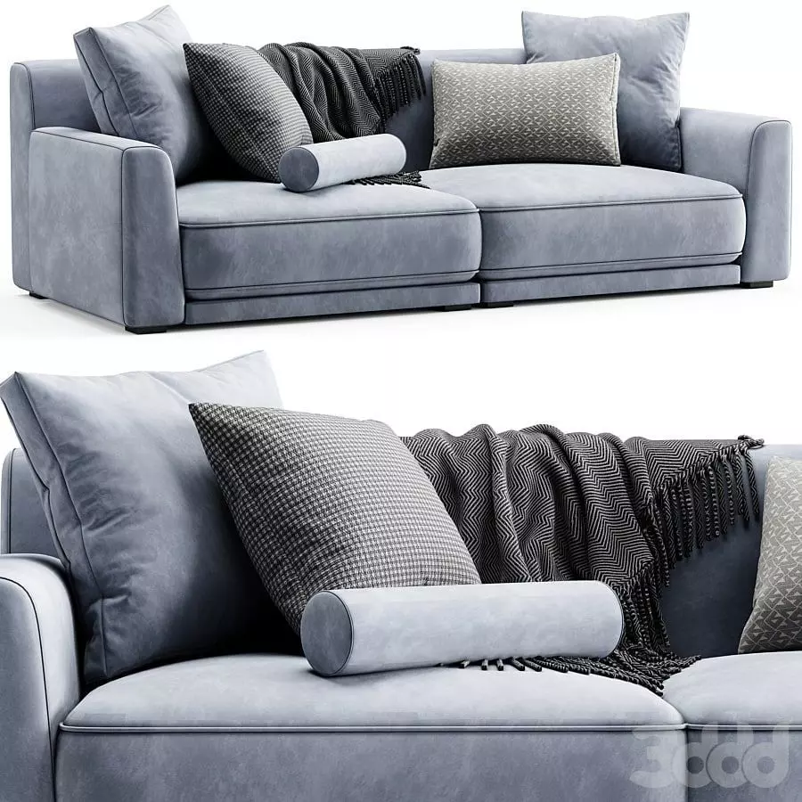 Poliform Paris Seoul Modern Blue Sofa Low-poly 3D model