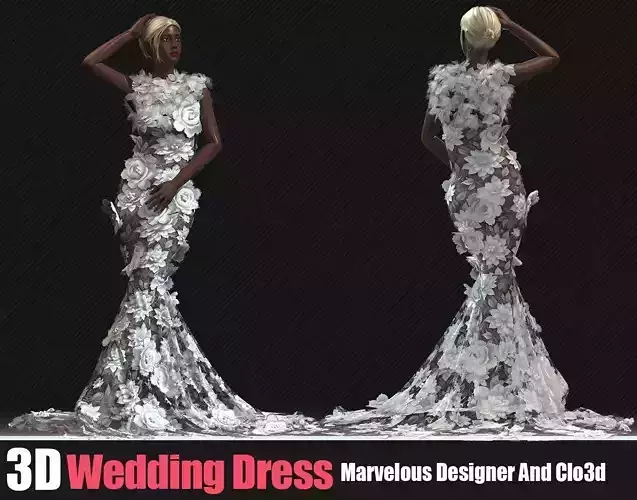3D Wedding Women Outfit In Marvelous Designer 