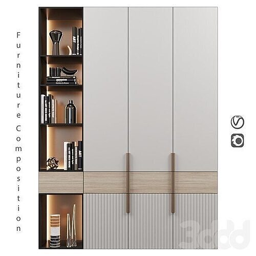 Modern shelf furniture Low-poly 3D model