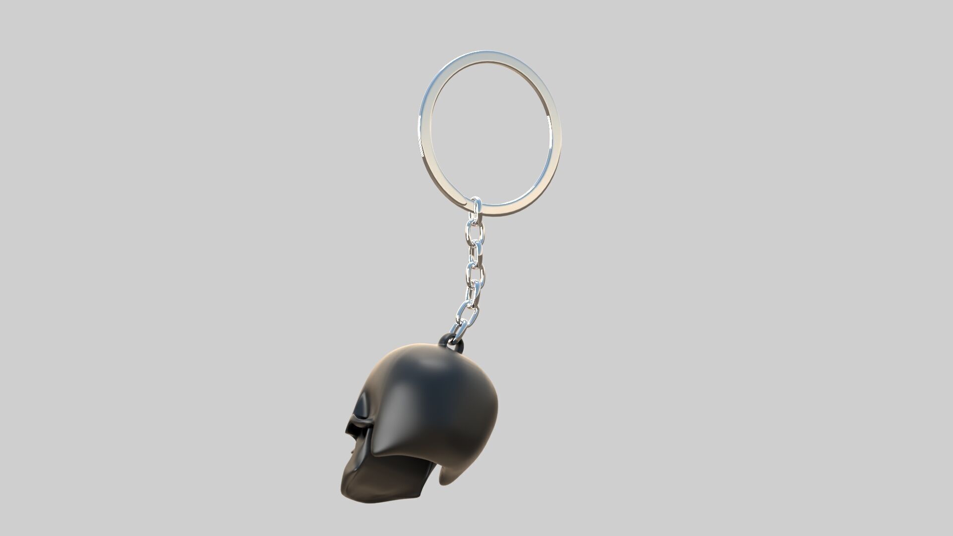 skull keychain black 3D model_3
